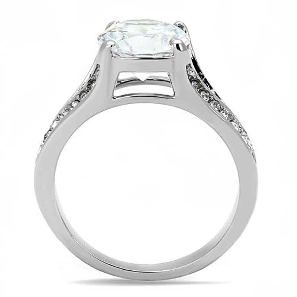 ARTK3020 Women's 3.17 Ct Round Cut Zirconia Stainless Steel Engagement Ring Size 5-10